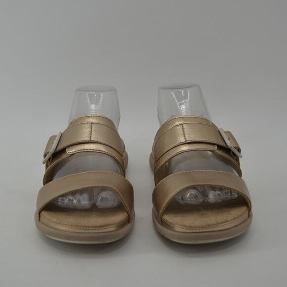 Cloudsteppers Clarks Size 9 June Tide Gold Metallic Slides - Picture 3 of 14